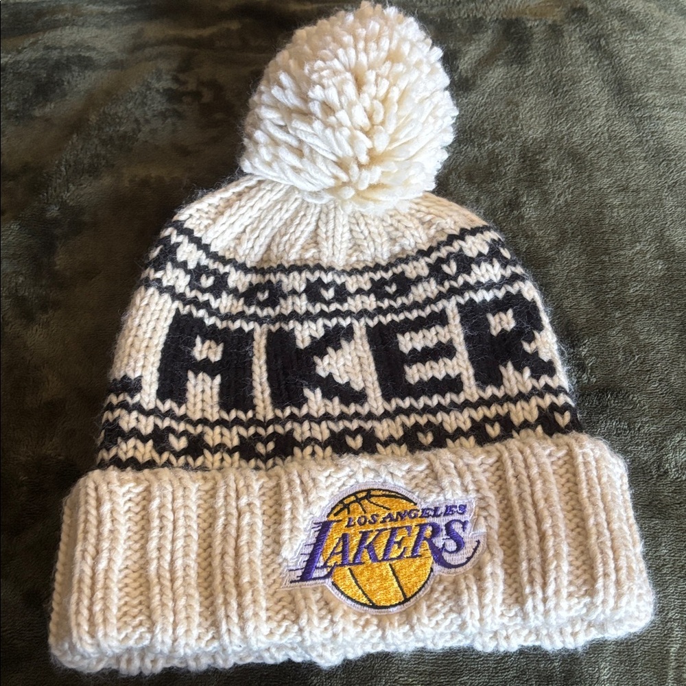 NBA Los Angeles Lakers Knit Beanie - Cream and Black